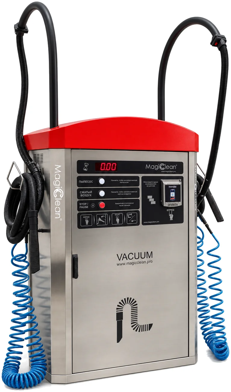 Двухпостовой пылесос самообслуживания SL-VACUUM с продувкой/подкачкой: двухпостовой пылесос самообслуживания с консолями для шлангов и шлангами сжатого воздуха